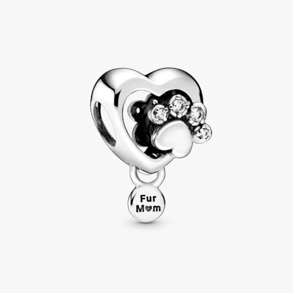 Pandora Sparkling Paw Print & Heart Charm